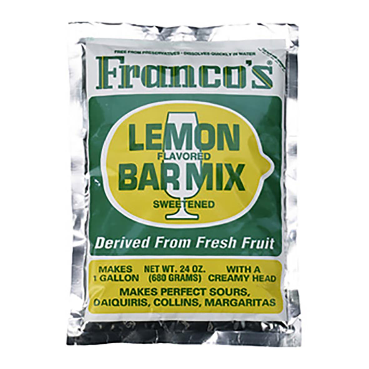 Franco's Lemon Flavored Sweet & Sour Mix 680g för drinkar, gör 1 gallon, perfekt för margaritas och andra cocktails