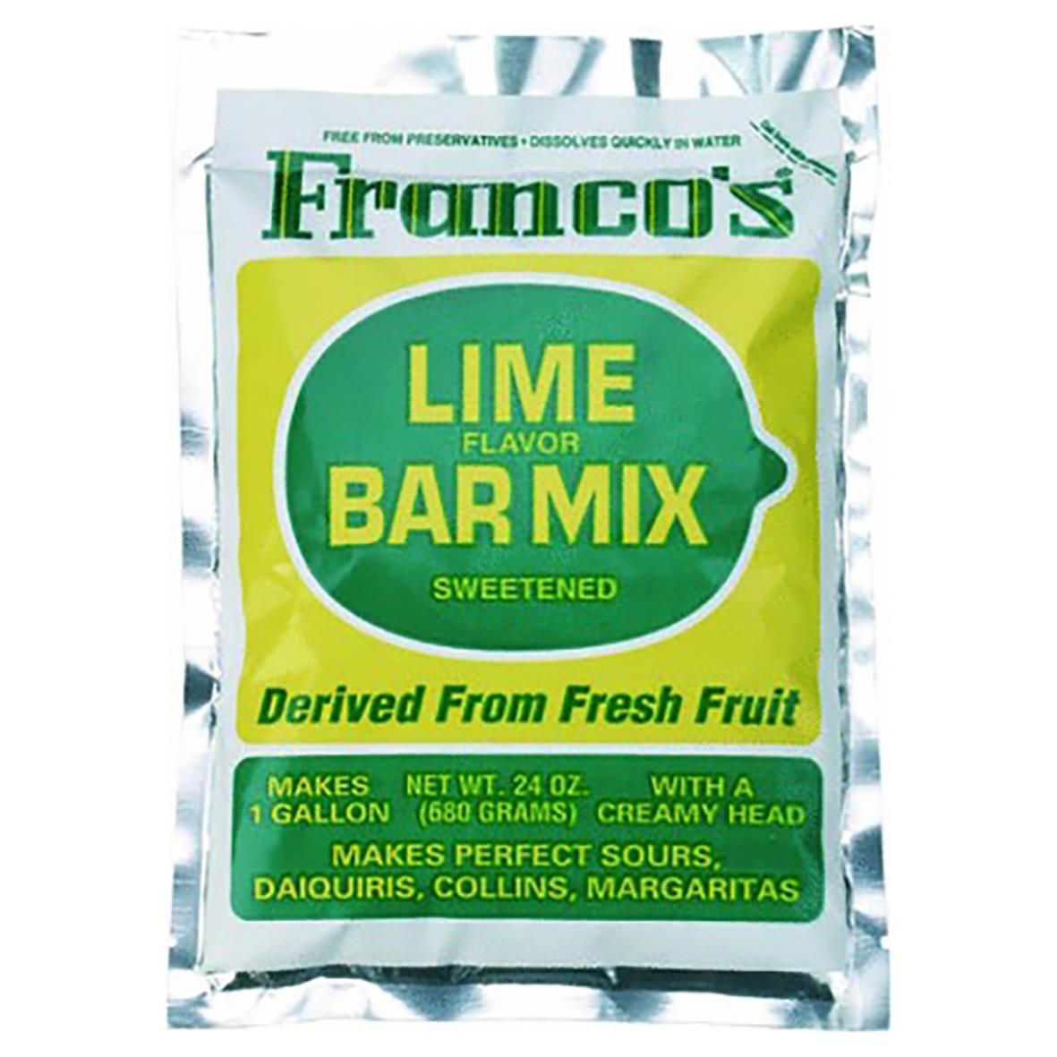 Franco's Lime smak sötad drinkmix 680g, för drinkar som margaritas och sours, med fruktig smak.