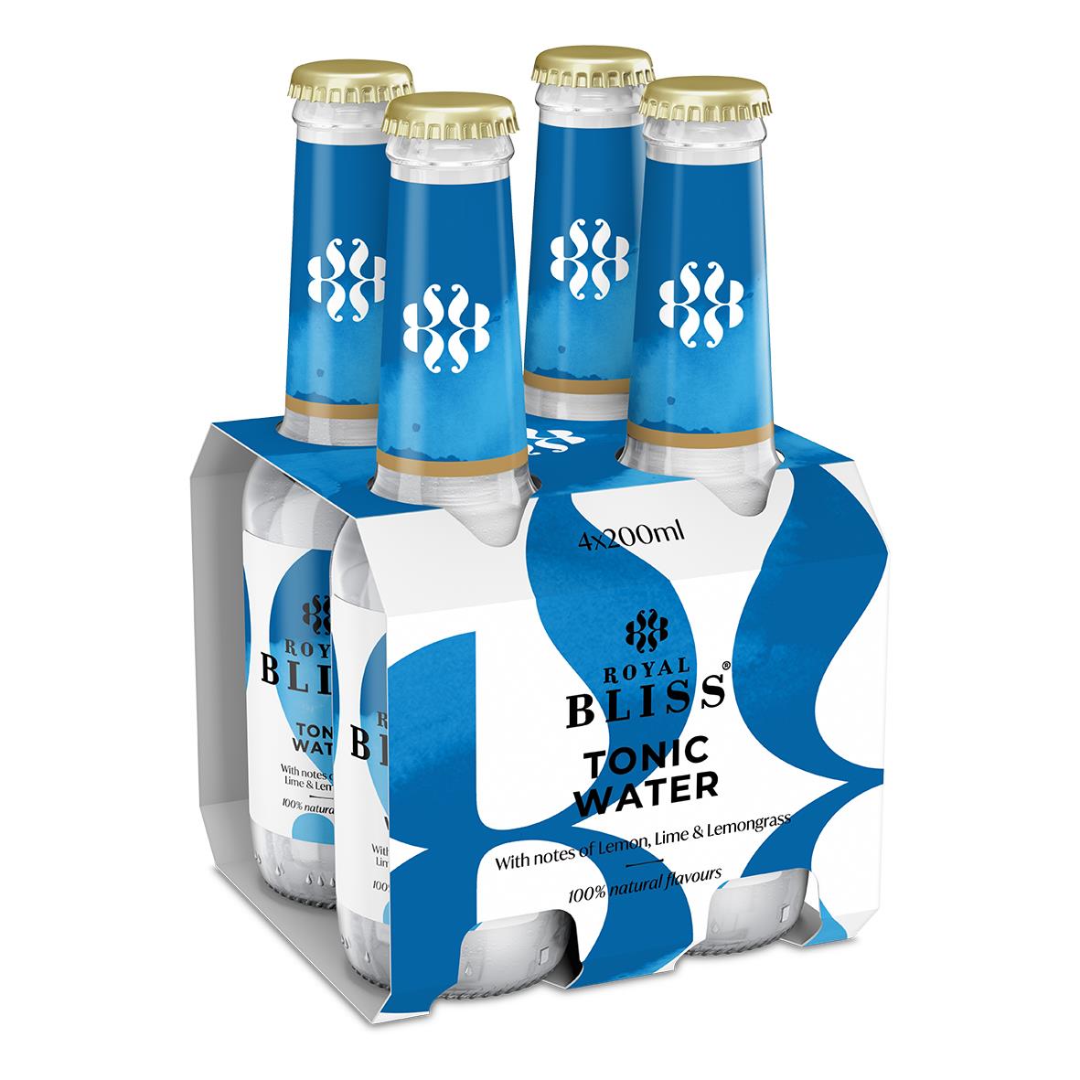 Sex små flaskor Royal Bliss Tonic Water 20cl i en packning