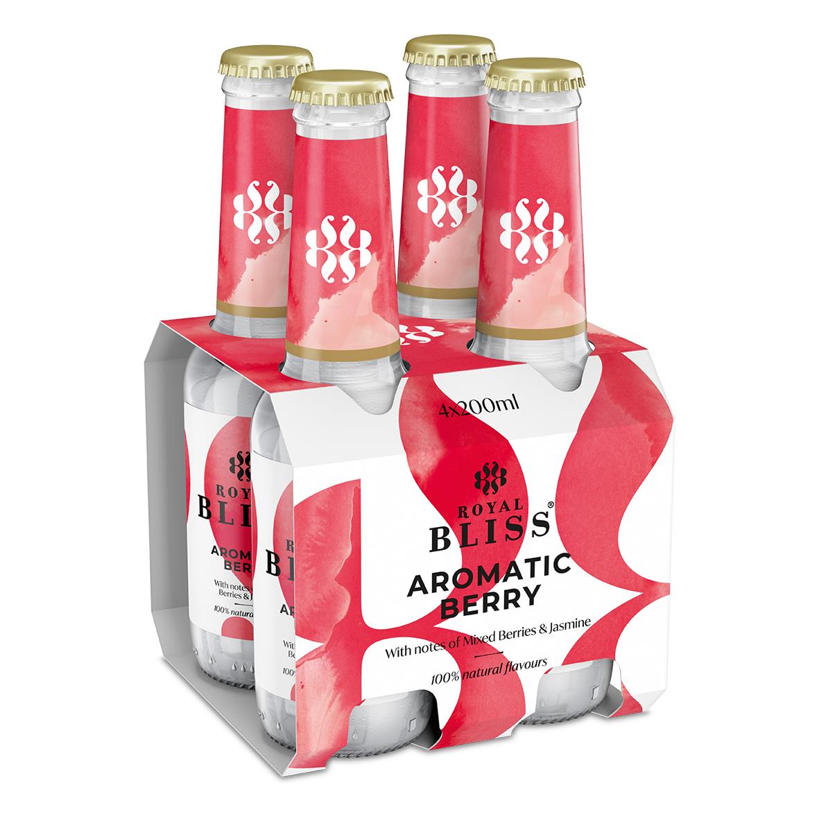 Fyra flaskor Royal Bliss Aromatic Berry 20cl i en förpackning