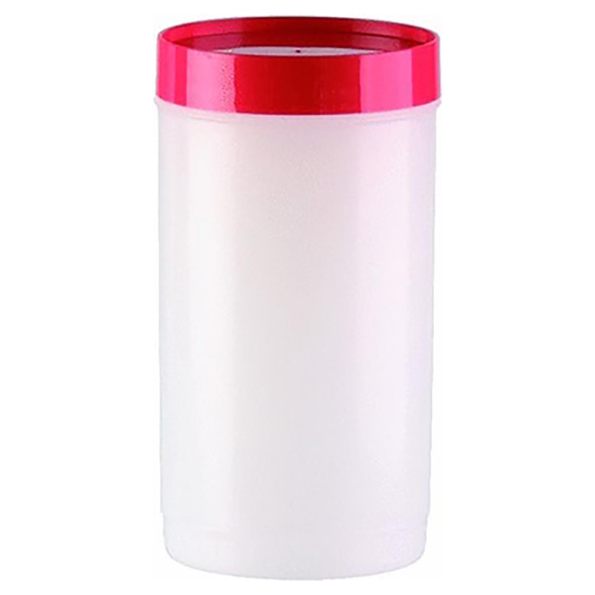 Vit behållare med röd lock, 1 liter