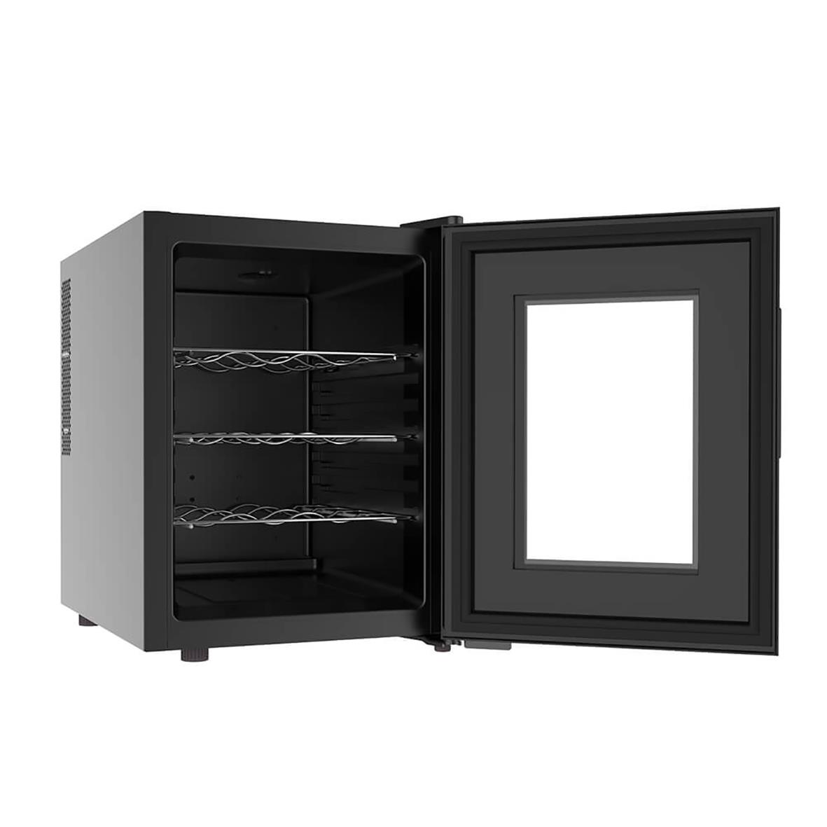 Vinkyl Taurus Chanson med plats för 12 flaskor, svart med glasdörr