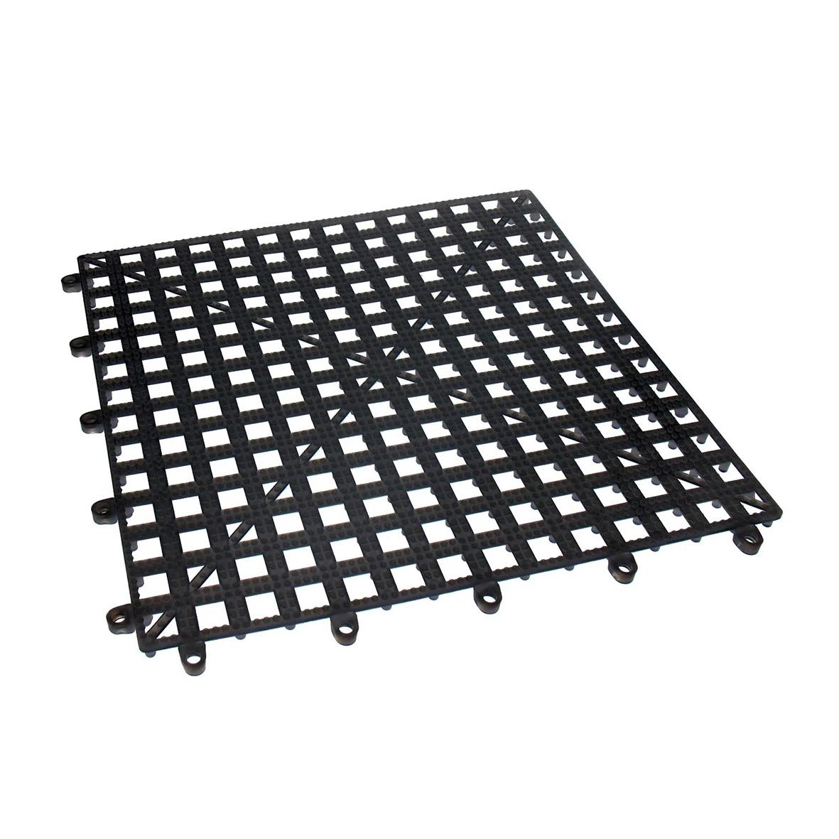 Svart Barmatta Drydeck 1/12, 333x333mm, gallerliknande design, tjocklek 25-57 mm