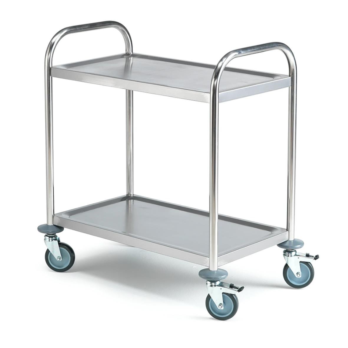Köksvagn med två hyllplan i rostfritt stål, mått 900x600x950mm, på hjul