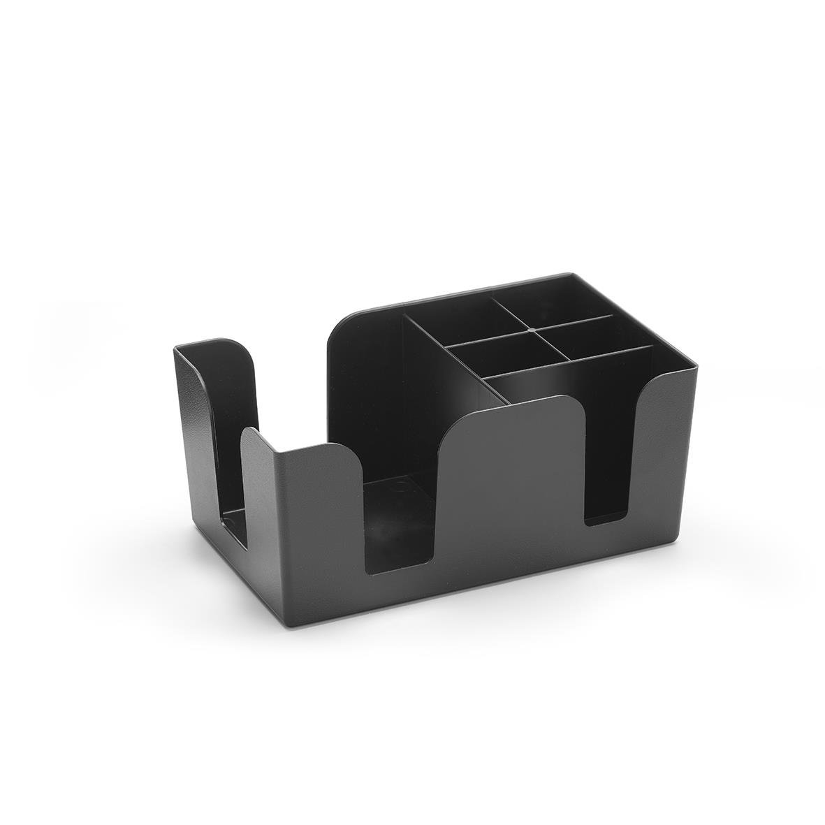 Svart organiseringslåda med flera fack för skrivbordet