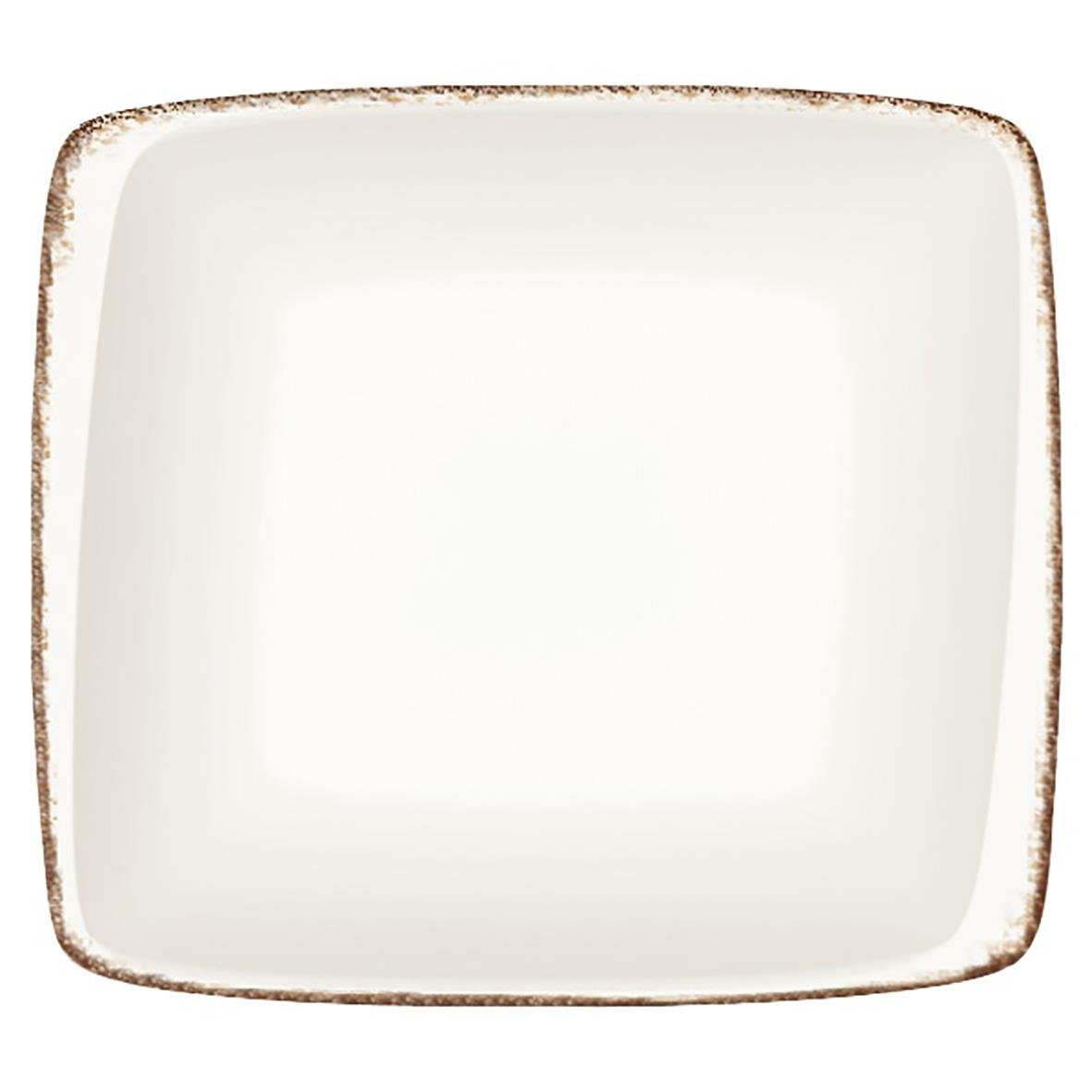 Bonna retro djup tallrik med diameter 23 cm i vit med brun kant