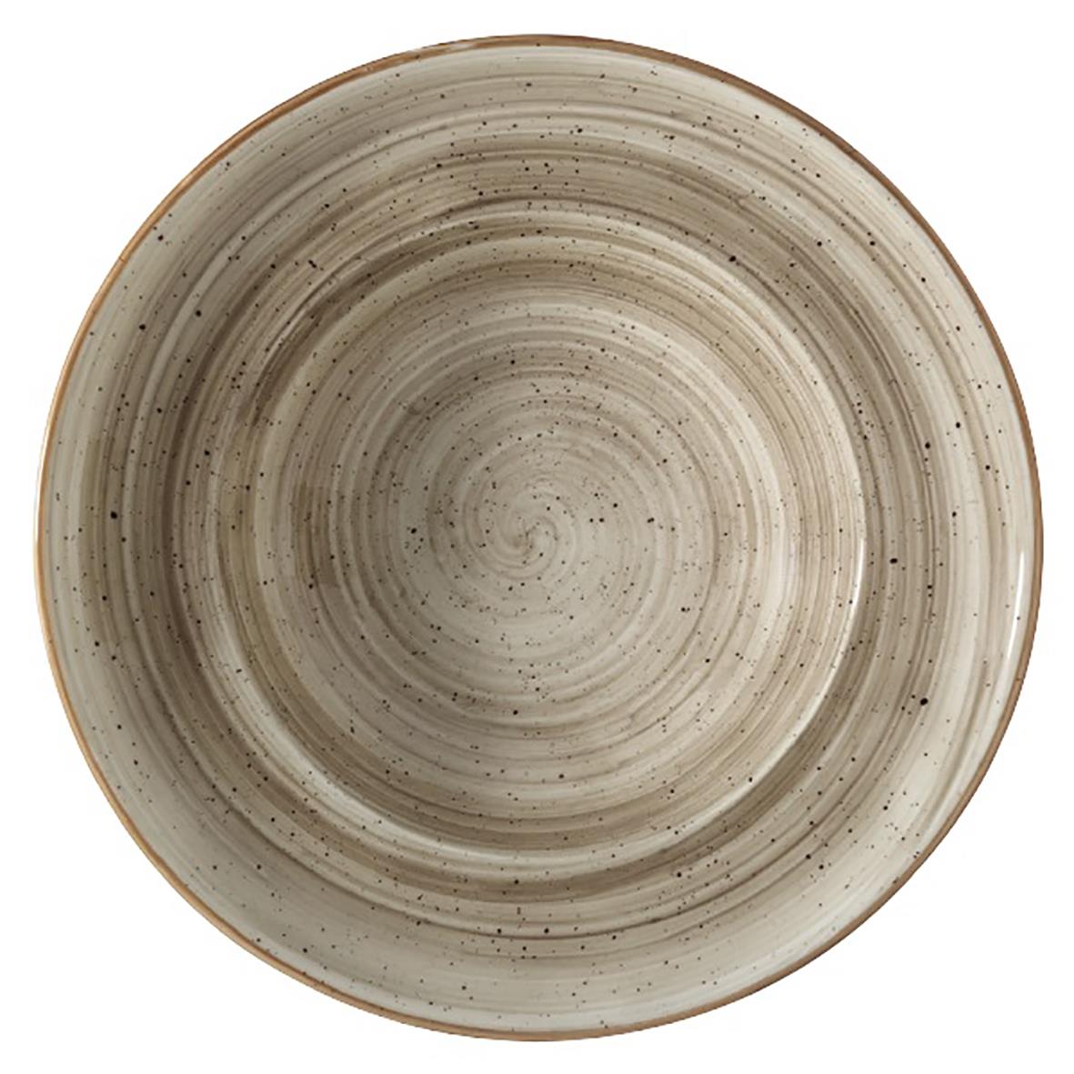 Djup tallrik Bonna Aura Terrain Ø30cm med beige och bruna cirkulära mönster