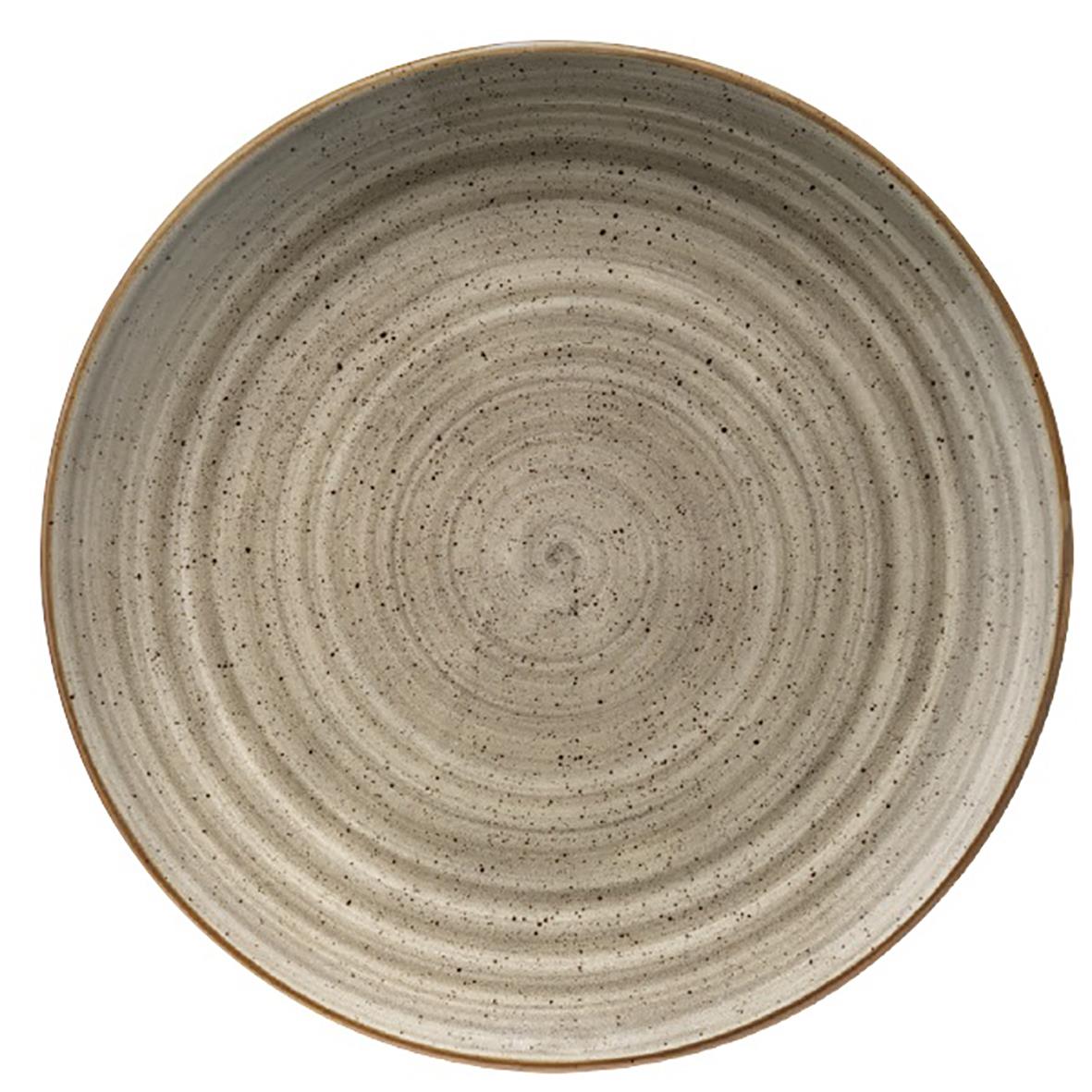 Djup tallrik Bonna Aura Terrain Ø20cm med grå och beige randig design