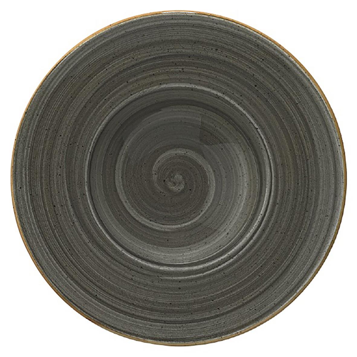 Djup tallrik Bonna Aura Space Ø27cm med svart och grå spiraldesign