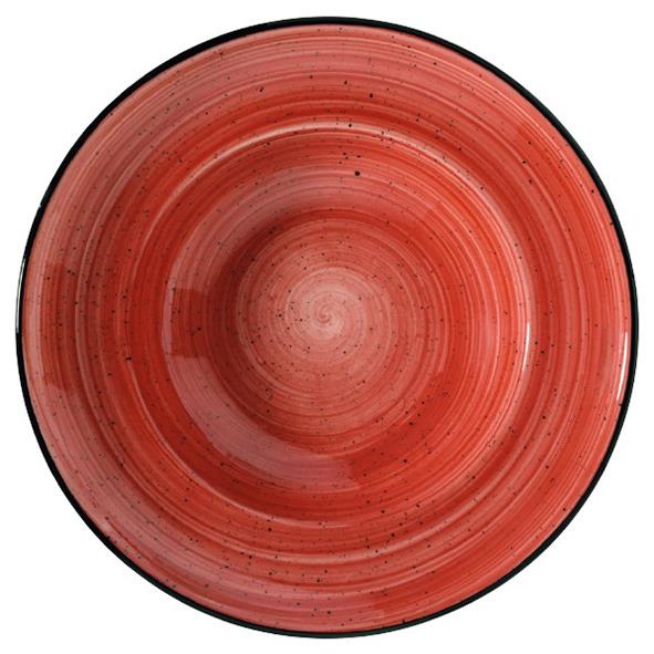 Djup tallrik Bonna Aura Passion Ø27cm med röd och orangea nyanser och cirkulära mönster