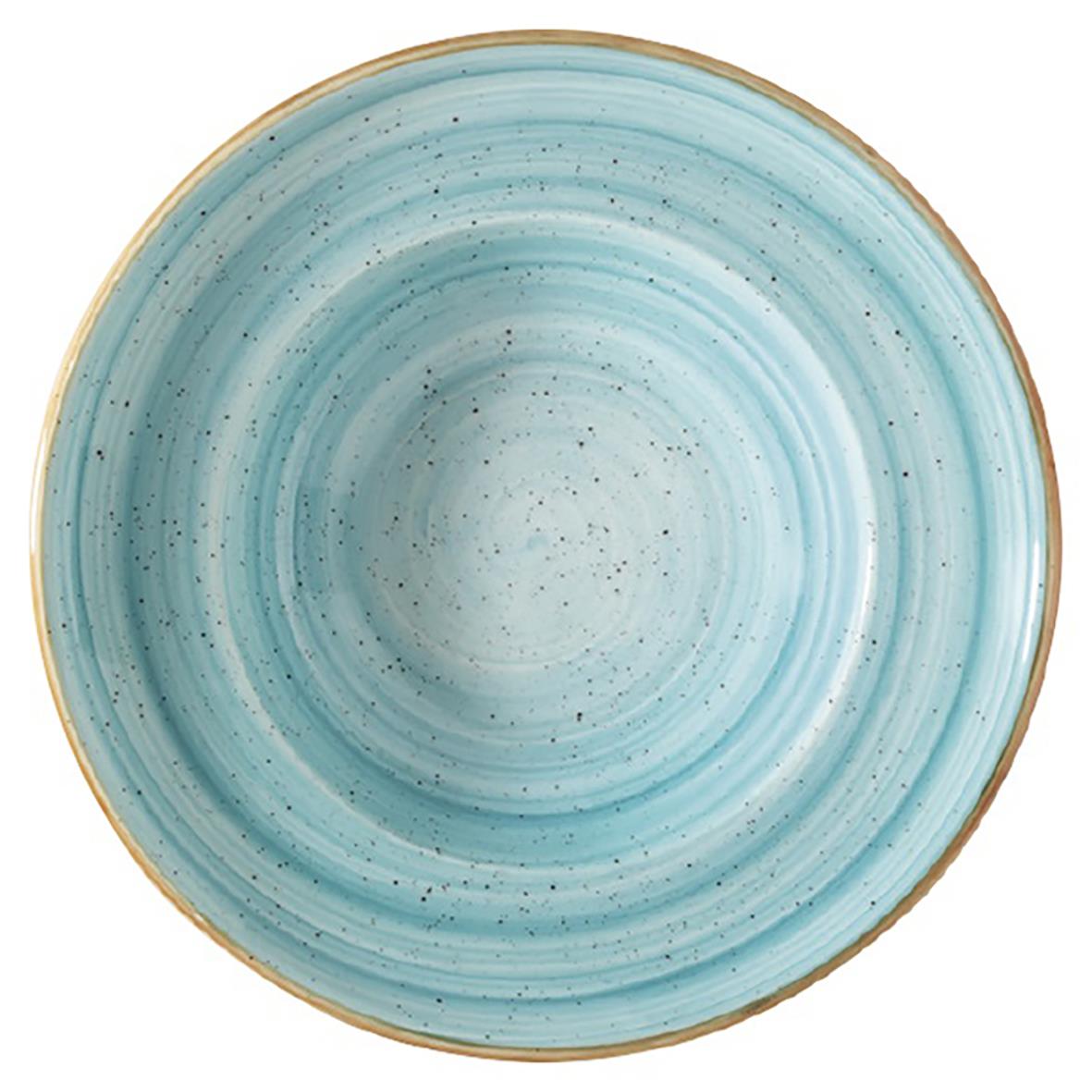 Djupt aqua tallrik med guldkant, diameter 27 cm, från Bonna Aura