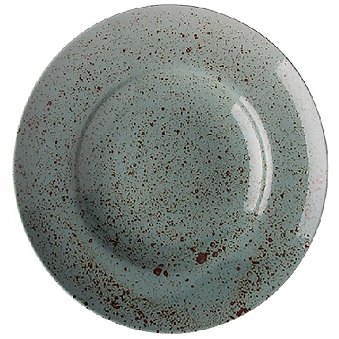 Djup tallrik med Rainforest-mönster, Ø29,5cm, i blågrön nyans med bruna speckles