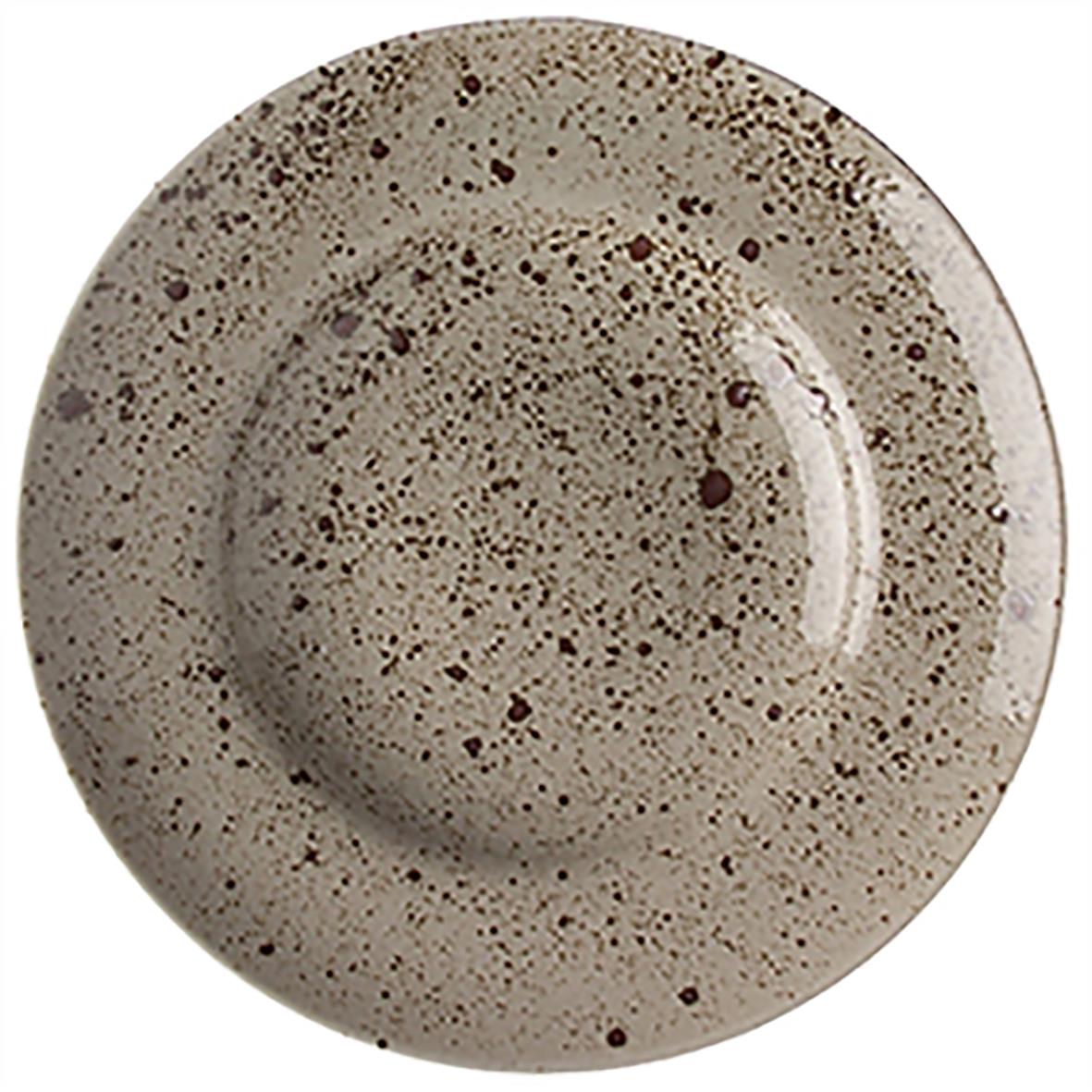 Djup tallrik i naturlig färg med bruna fläckar, Ø29,5cm