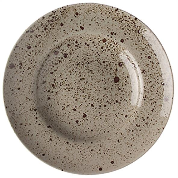 Djup tallrik i naturlig färg med bruna fläckar, Ø29,5cm