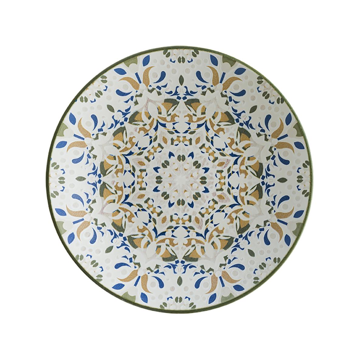 Djup tallrik Bonna Tenango med blå, beige och vit dekor, diameter 23 cm