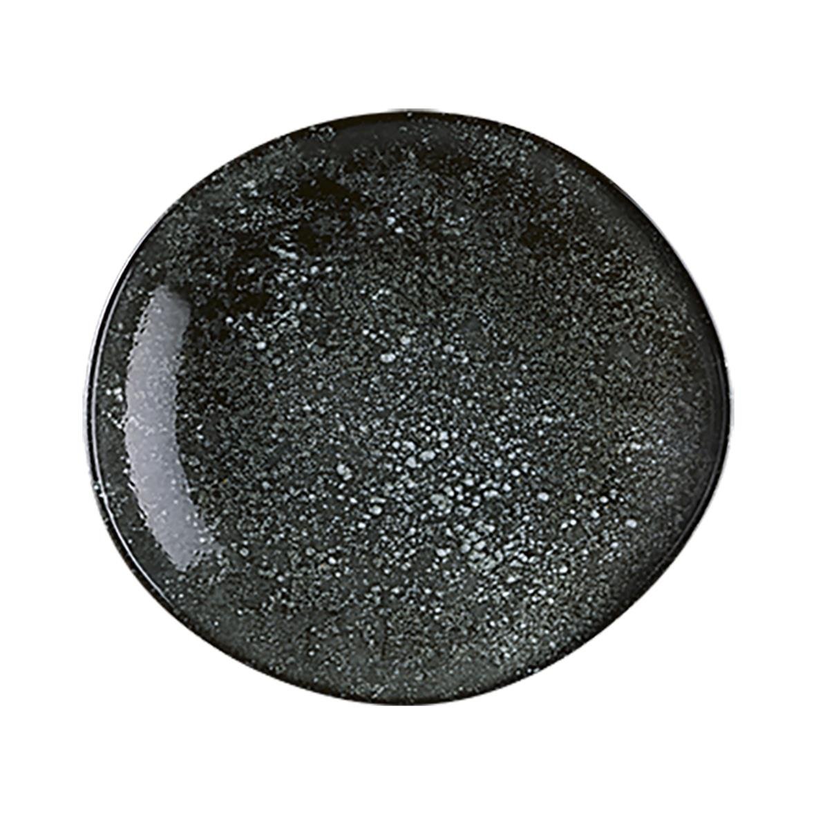 Svart djup tallrik med stjärnmönster, diameter 26 cm