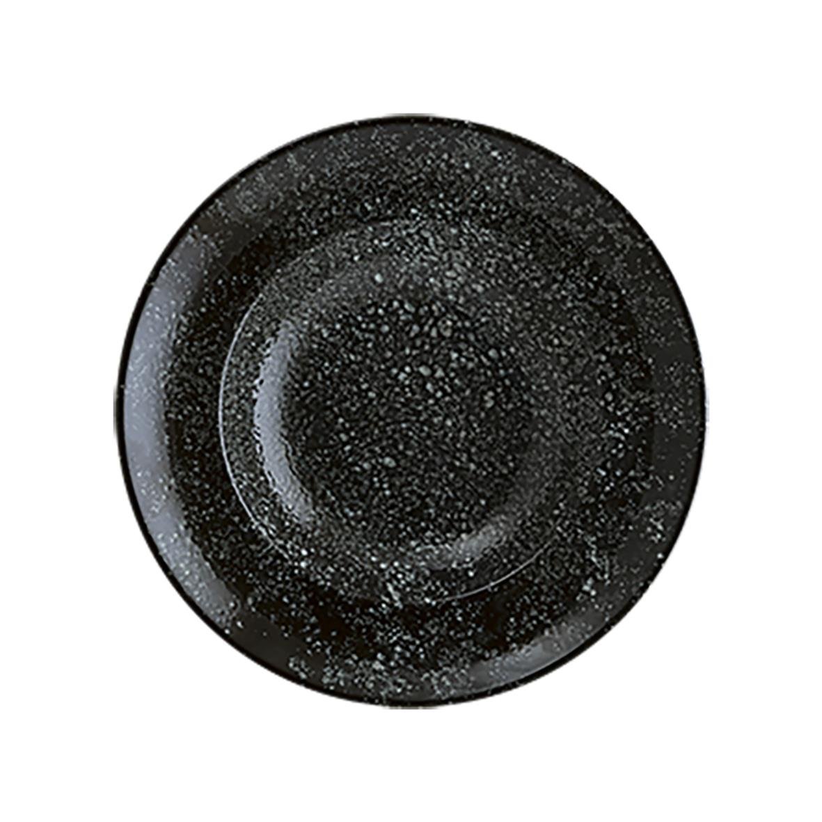 Svart djup tallrik med stjärnmönster, diameter 27 cm