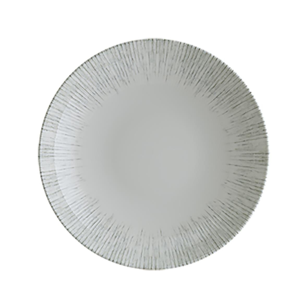 Djup tallrik Bonna Iris med diameter 23 cm, vit med silverfärgad rand runt kanten