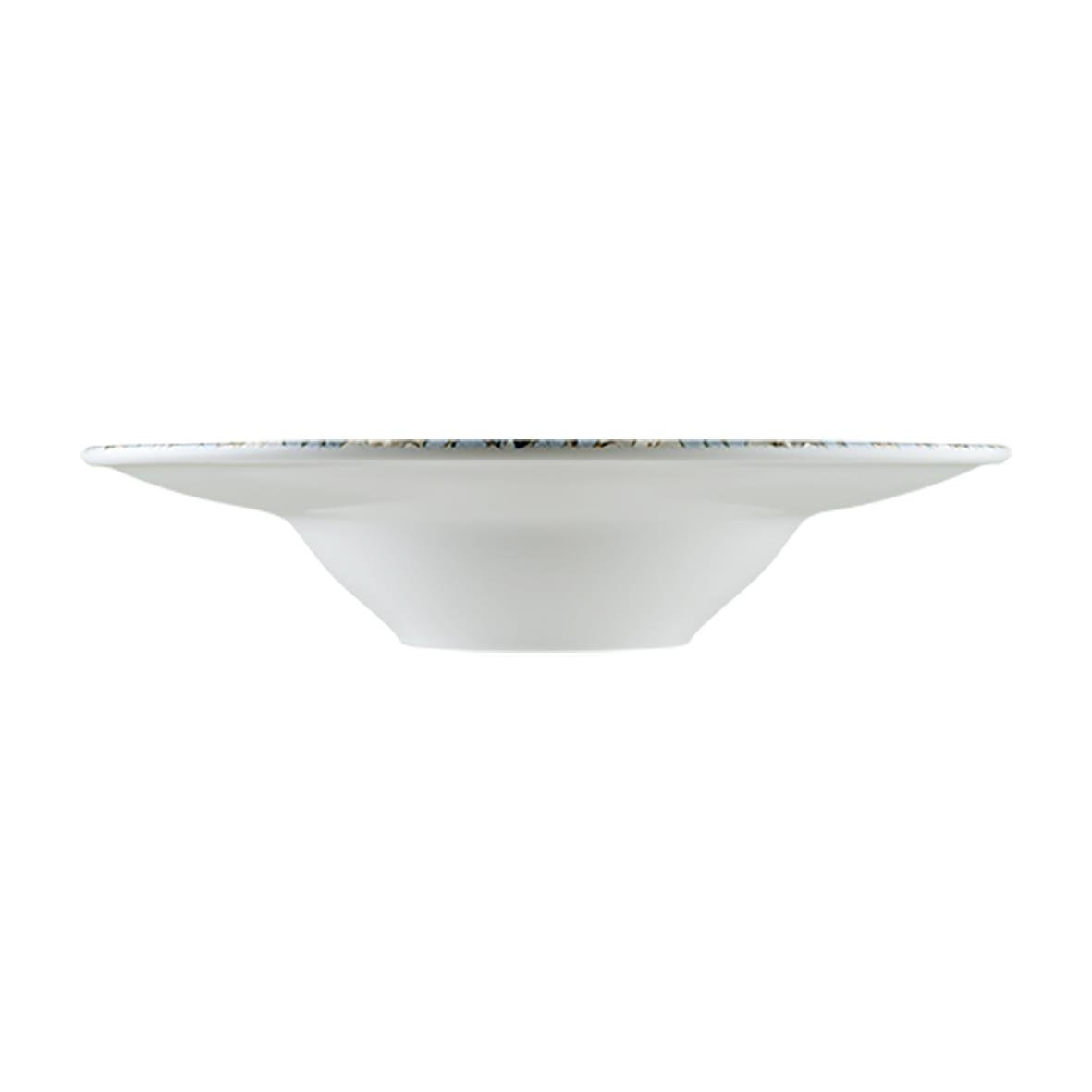 Djup tallrik Bonna Mosaik med diameter 28cm, vit med blå och gul dekor