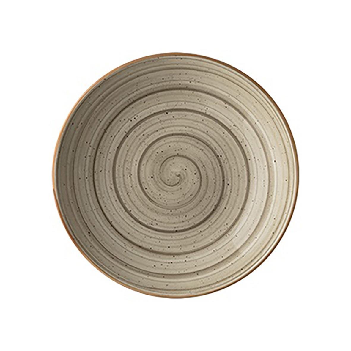Tallrik Bonna Terrain Djup Bloom Ø23cm med spiralmönster i beige och brunt