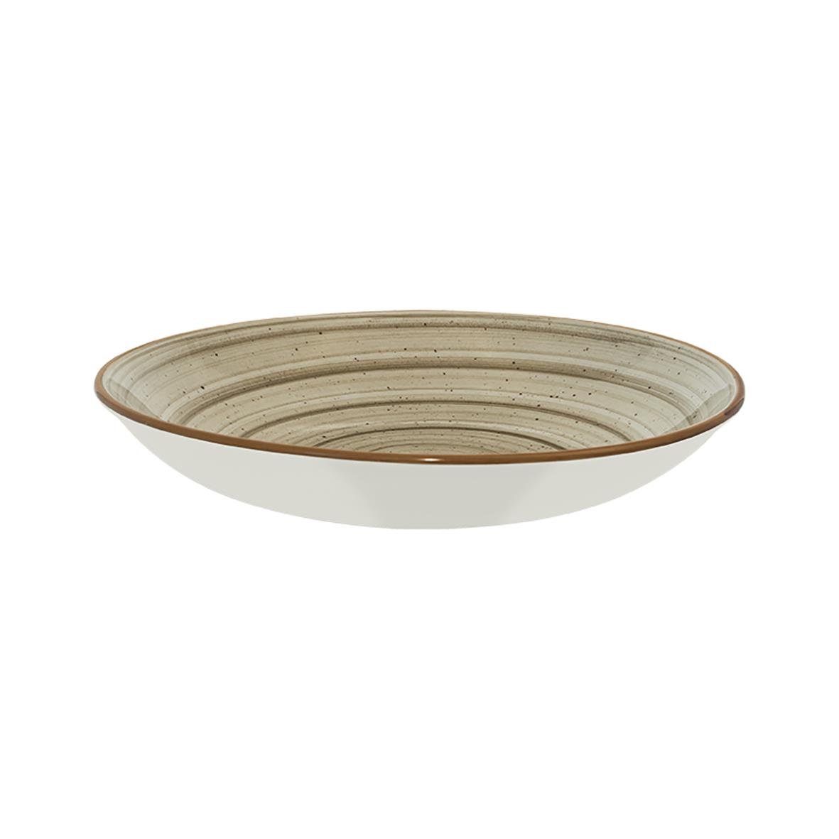 Djup tallrik Bonna Terrain Bloom Ø23cm med beige och bruna ränder