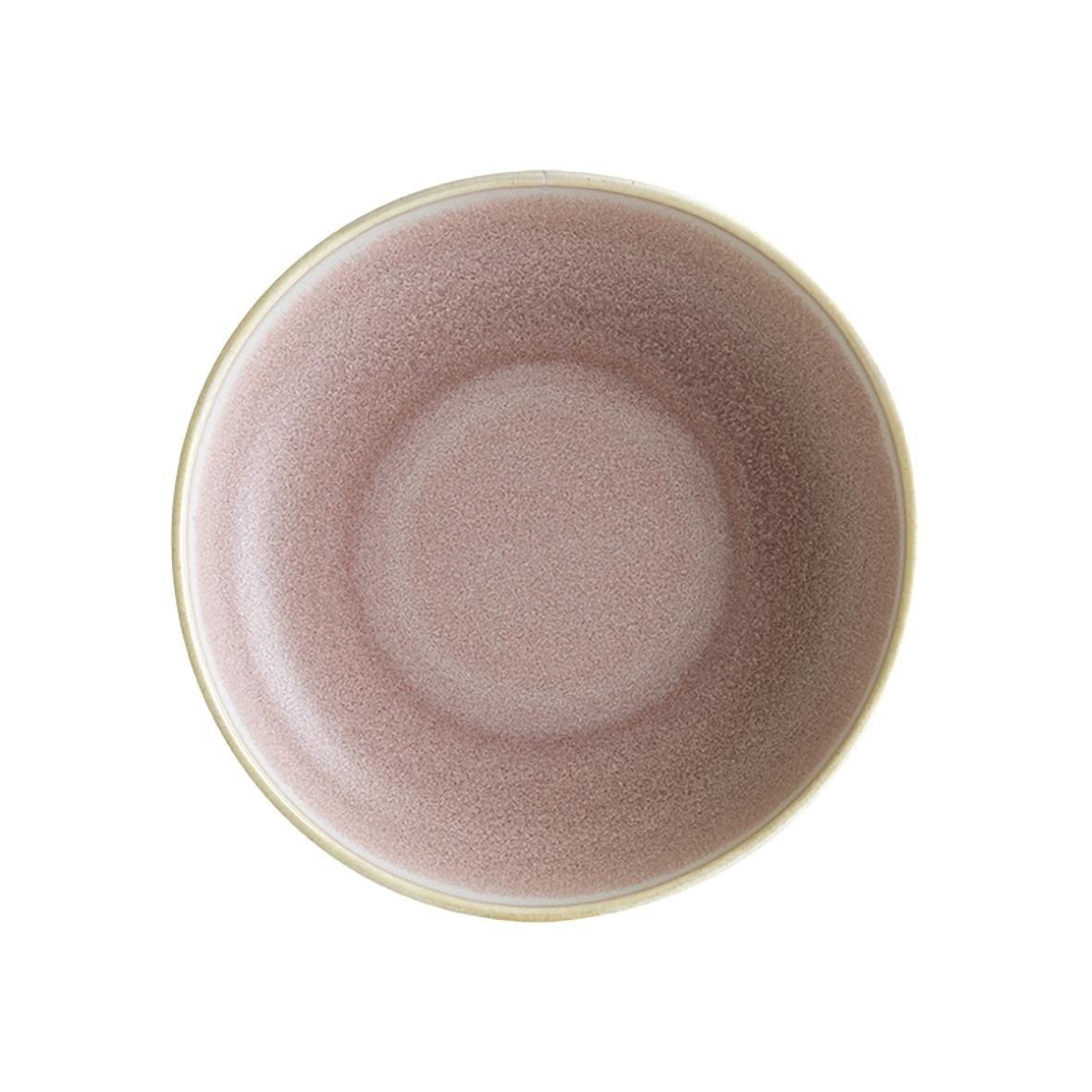 Djup rosa tallrik med guldkant, diameter 18 cm