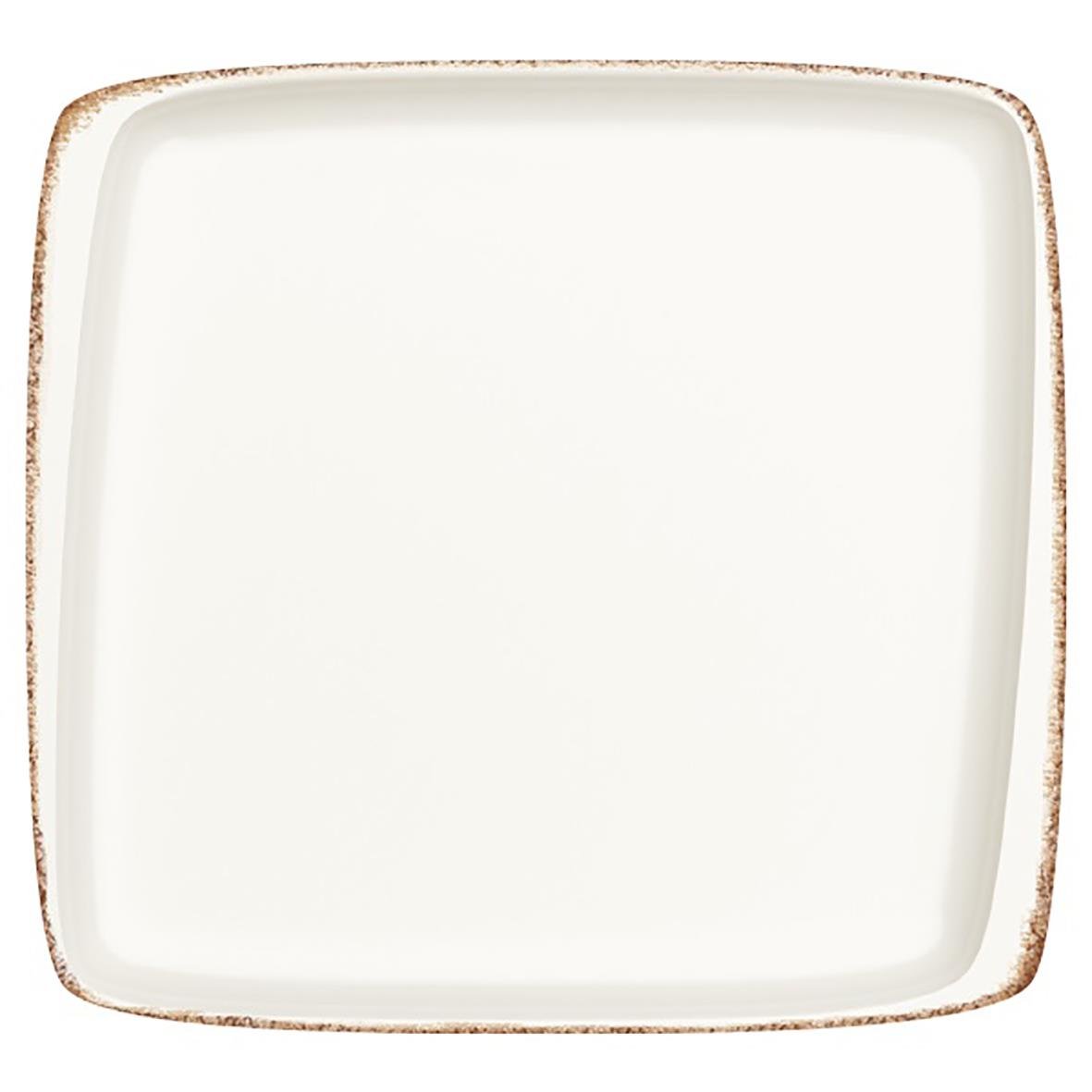 Vit fyrkantig tallrik Bonna Retro Flat 32x30cm med brun kant