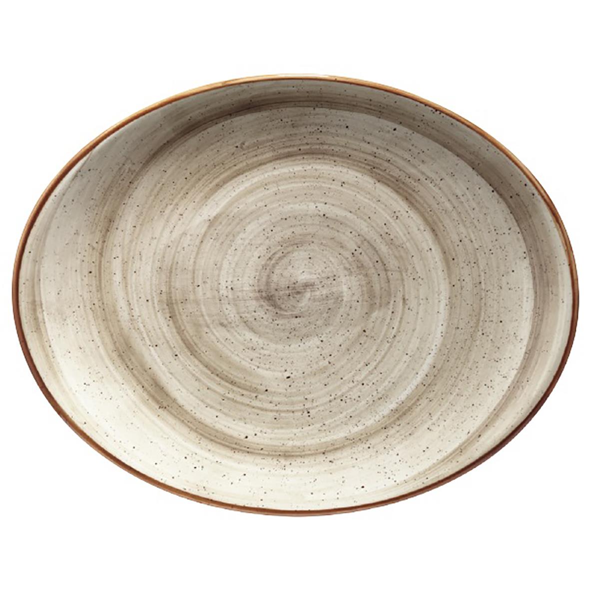 Oval tallrik Bonna Aura Terrain 31x24cm med beige och bruna nyanser