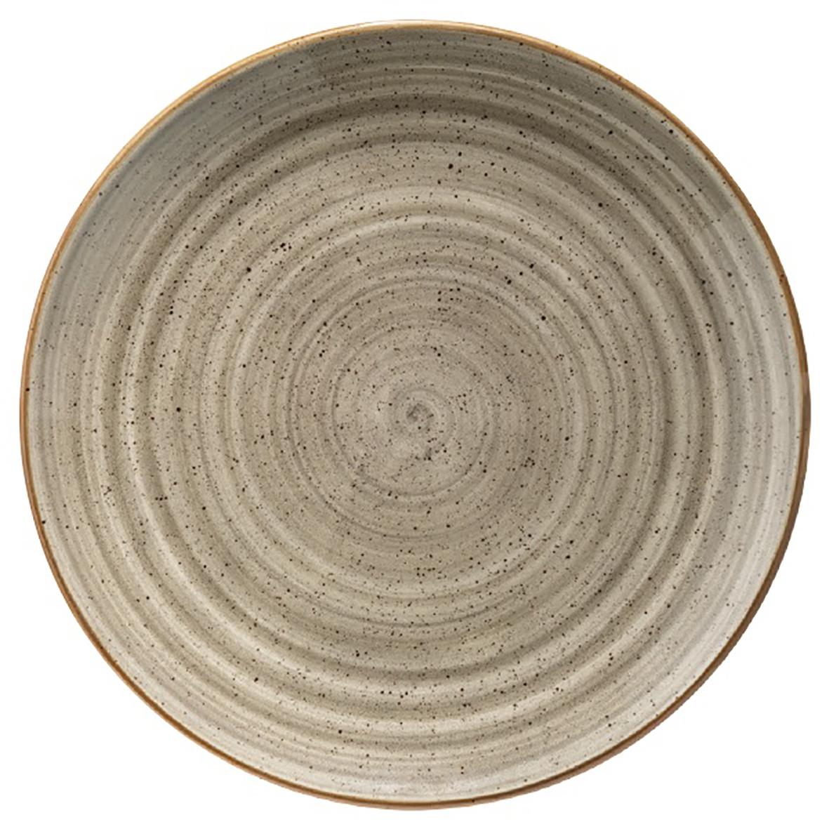 Rund tallrik med beige och bruna cirklar, diameter 27 cm, Bonna Aura