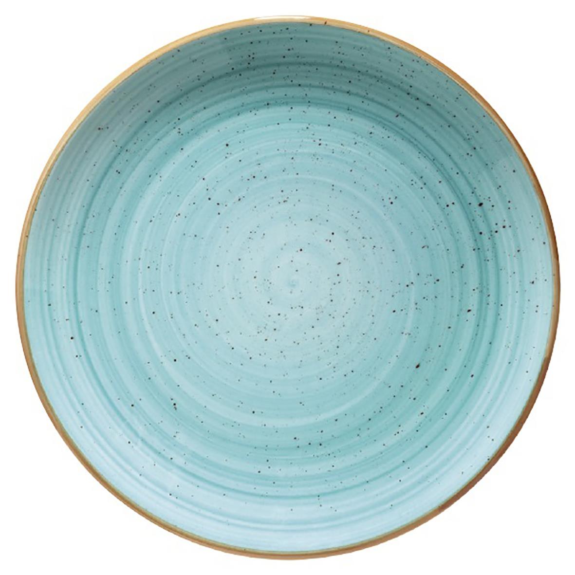 Tallrik Bonna Aura Flat Aqua Ø30cm med blågrön glaserad yta och guldkant