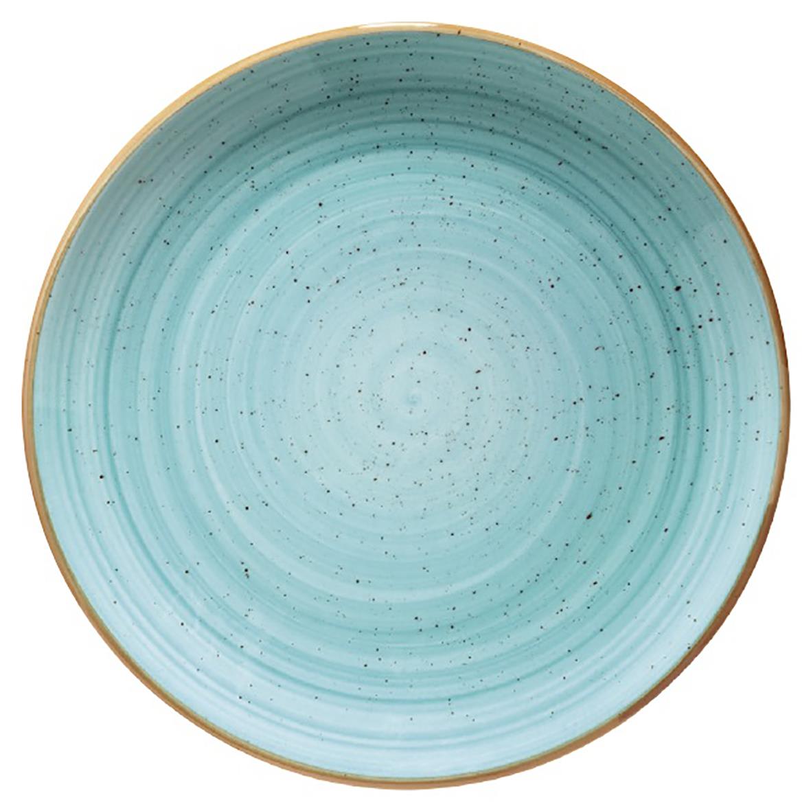 Tallrik Bonna Aura Flat Aqua Ø25cm med blågrön glaserad yta och guldkant
