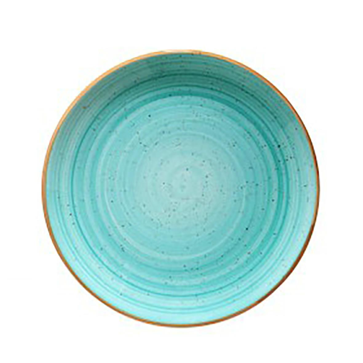Tallrik Bonna Aura Flat Aqua Ø21cm i blågrön nyans med guldkant