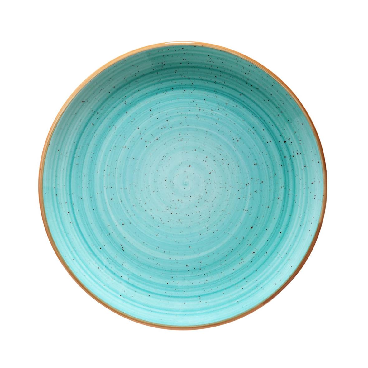 Tallrik Lifestyle Flat Aqua Ø19cm i blågrön nyans med guldkant