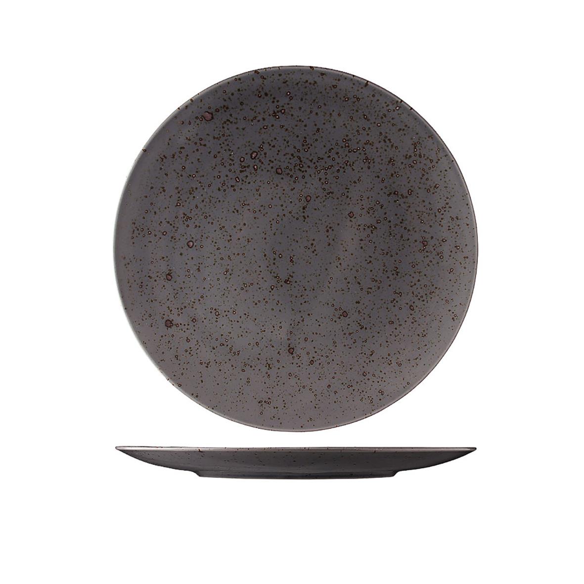 Svart tallrik med gråaktiga speckleffekt, diameter 30 cm, från Lifestyle Flat Highland-serien