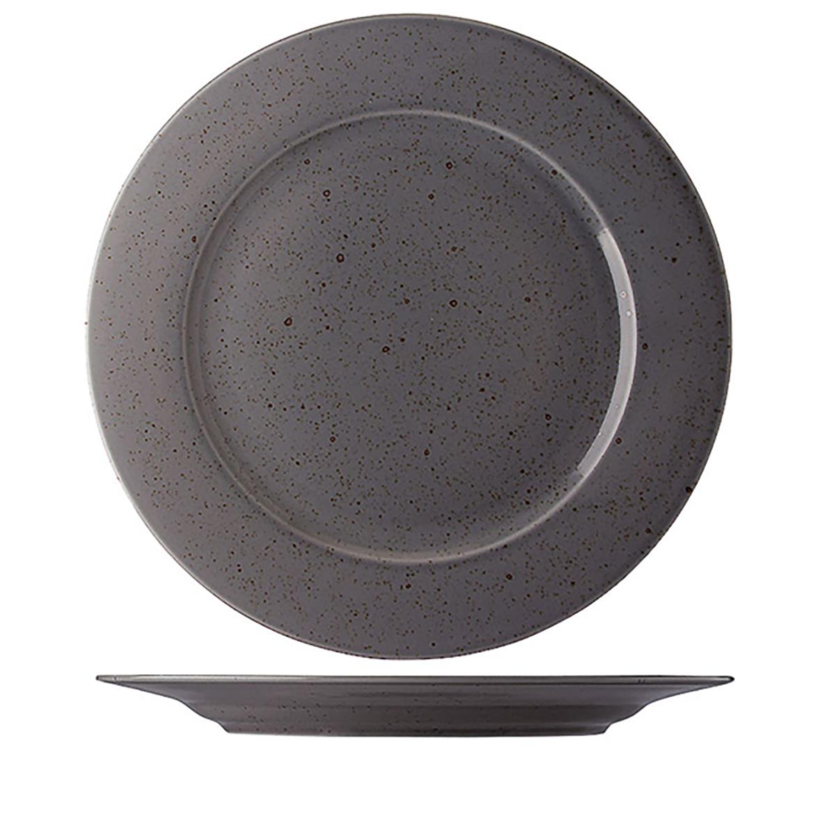 Grå tallrik med svart speckleffekt, diameter 31 cm, Lifestyle Flat Highland