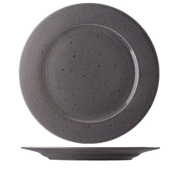 Grå tallrik med svart speckleffekt, diameter 31 cm, Lifestyle Flat Highland