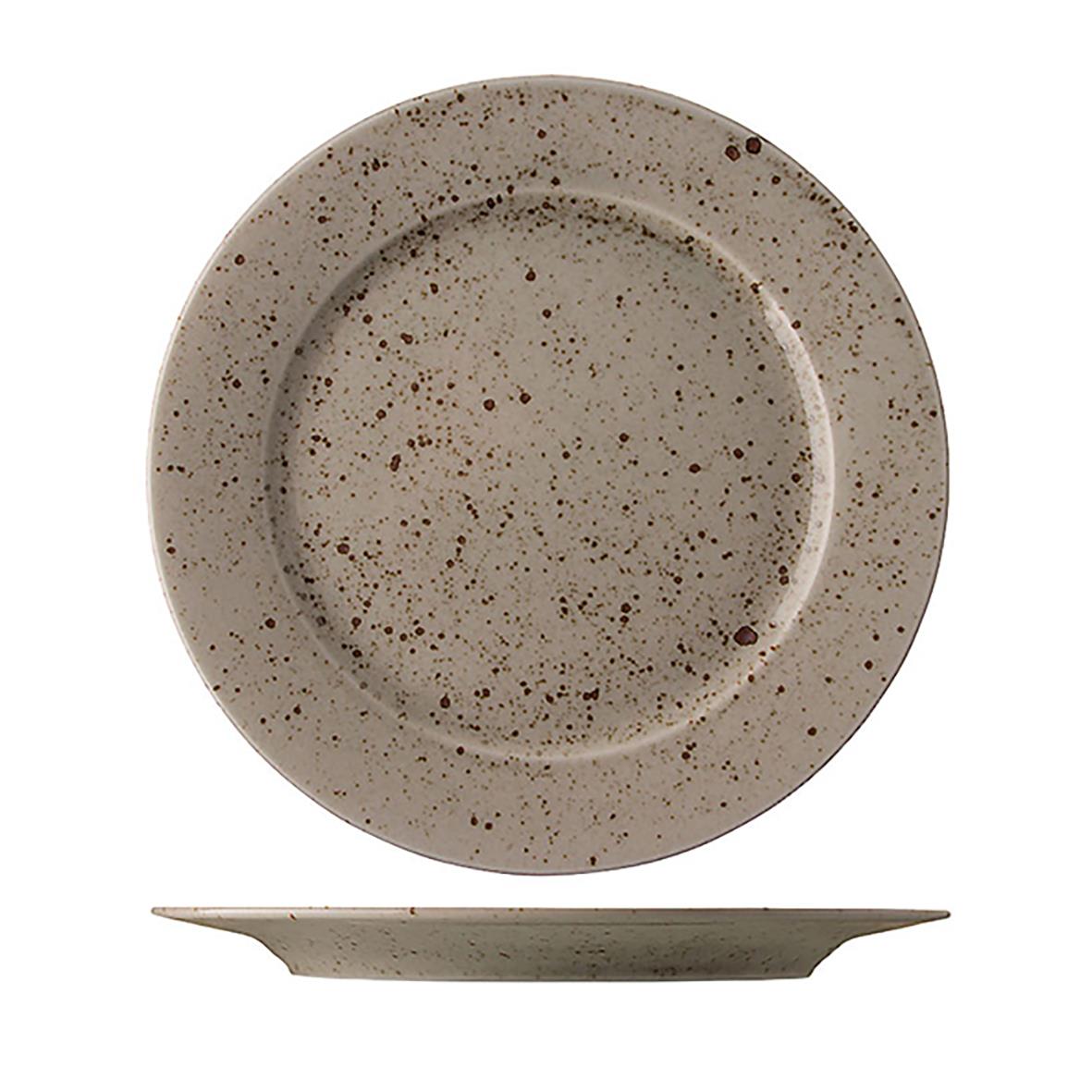 Tallrik Lifestyle Flat Natural Ø28cm med beige färg och mörka fläckar