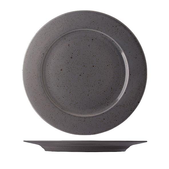Svart tallrik med grå speckling, diameter 28cm, Lifestyle Flat Highland