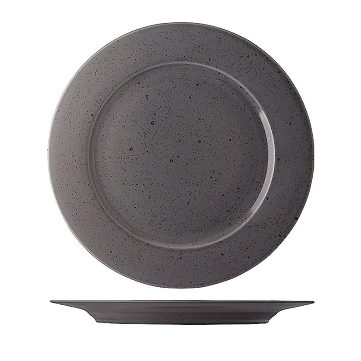 Svart tallrik med grå speckling, diameter 28cm, Lifestyle Flat Highland