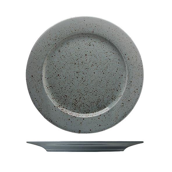 Tunn tallrik i grått med svartprickig design, Ø20cm, för lifestyle flat rainforest