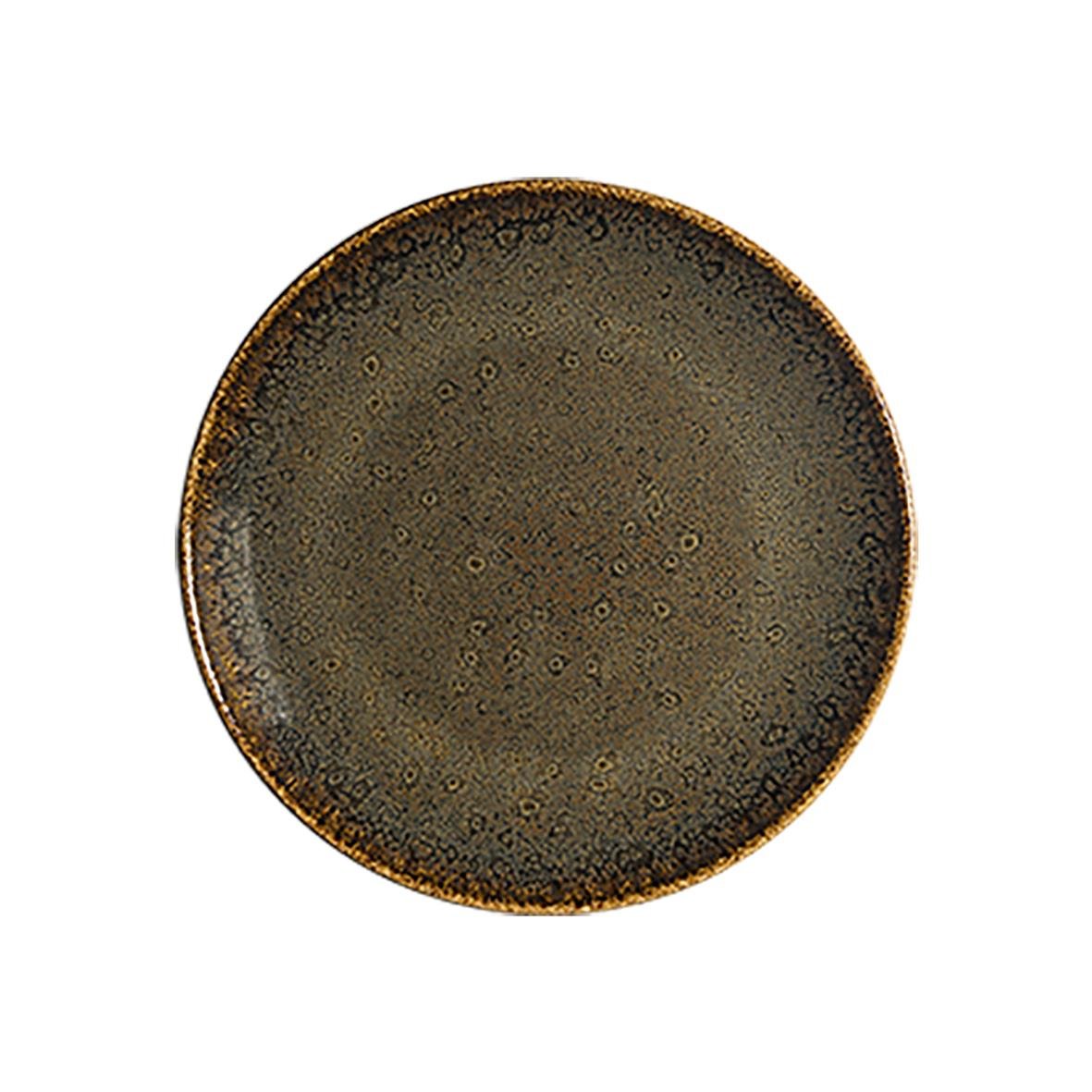 Rund tallrik Bonna Ore Tierra Flat Ø17cm med mörkbrun glaserad yta