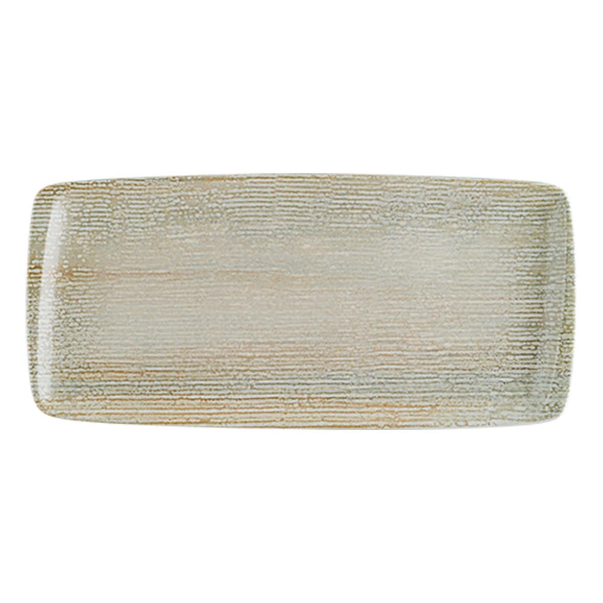 Bonna Patera flat tallrik 34x16cm med ribbad yta i beige nyans