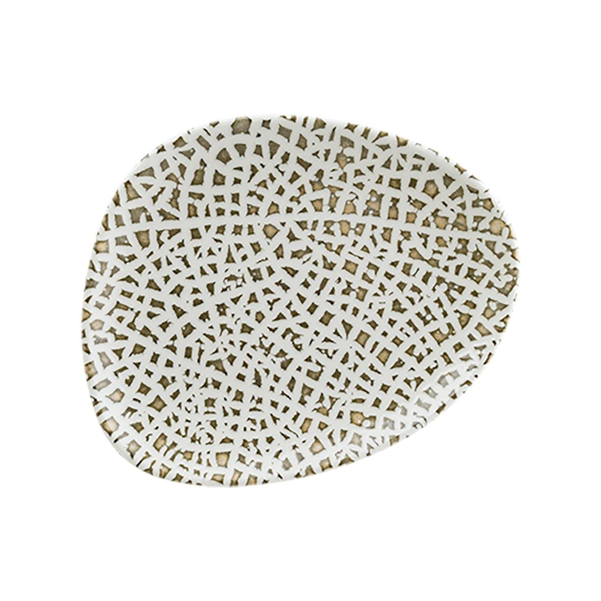 Tallrik Bonna Lapya Wood Flat 24cm med vit och guldmönstrad design