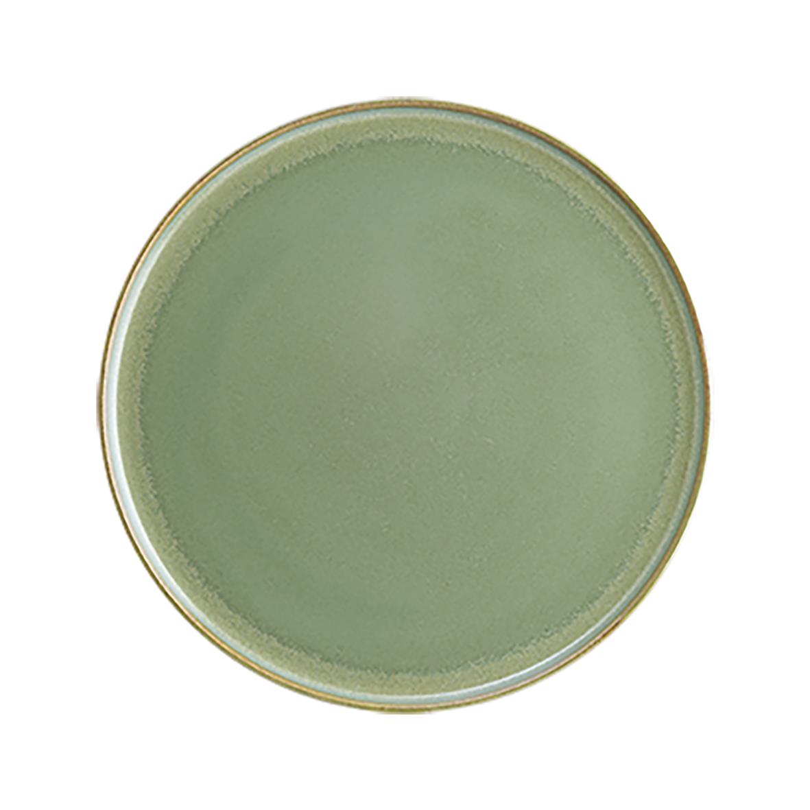 Grön tallrik Bonna Sage Flat Ø22cm med guldkant