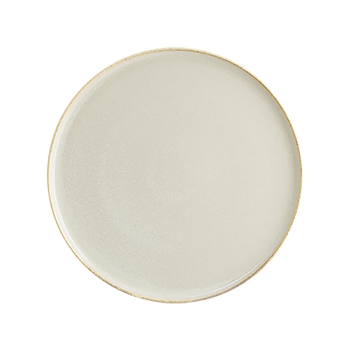 Tallrik Bonna Sand Flat Ø28cm med vit glasyr och guldkant