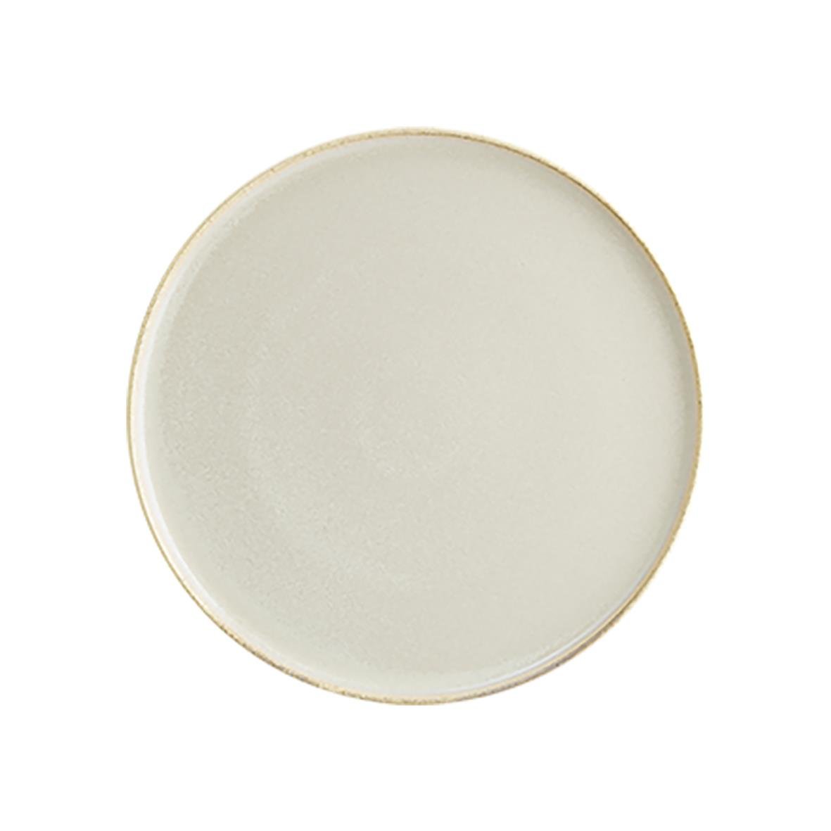 Tallrik Bonna Sand Flat Ø16cm med vit glasyr och guldkant