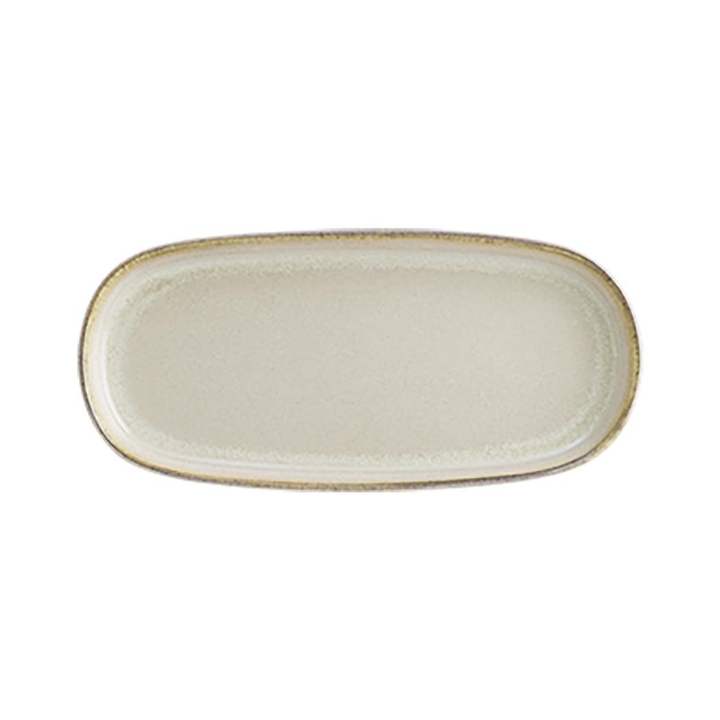 Oval tallrik Bonna Sand 21x10cm i beige med guldkant