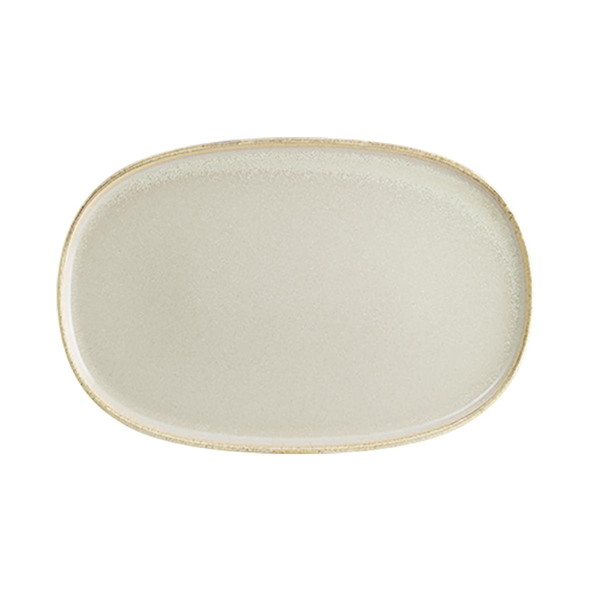 Oval tallrik Bonna Sand 34x23cm i sandfärgad keramik