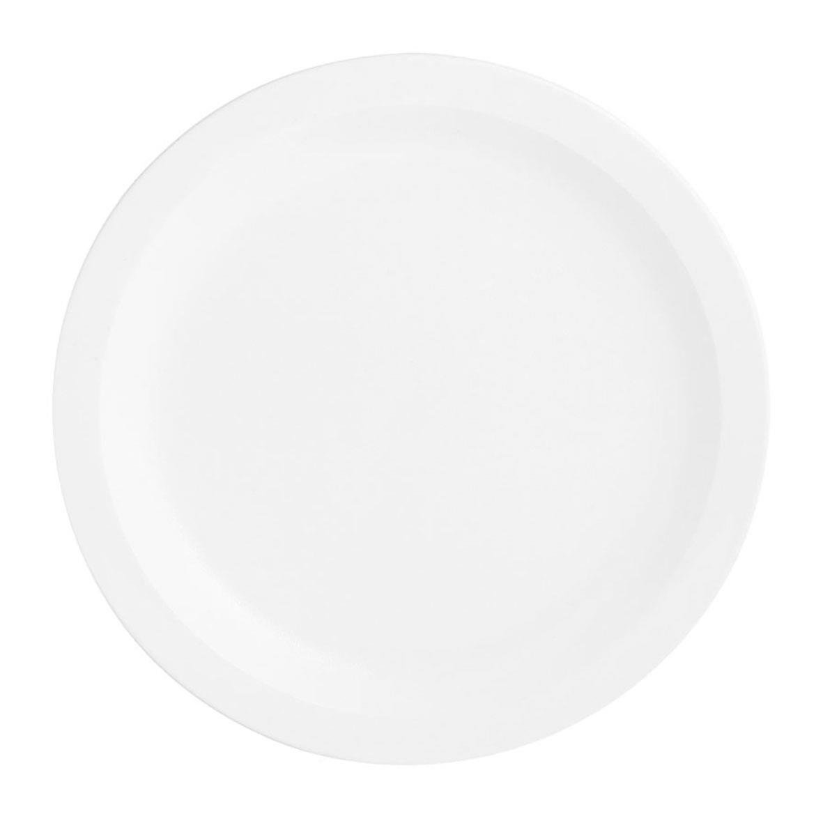 Vit PET-G tallrik med diameter på 18 cm, platt och rund