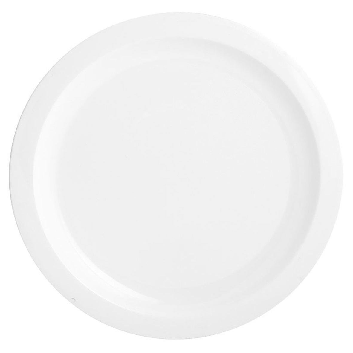 Vit rund tallrik i PET-G med flat design och diameter på 24 cm